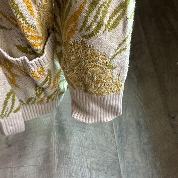 Maeve Botanical Knit Sweater in White and Gold pineapple Anthropologie - Picture 3 of 5